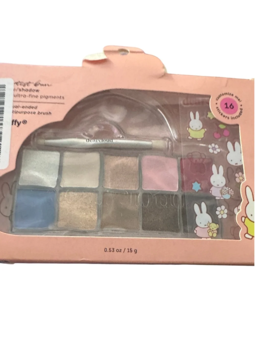 Dearcloud x Miffy Eyeshadow Palette 10 Shadows, brush and Sticker Set, New